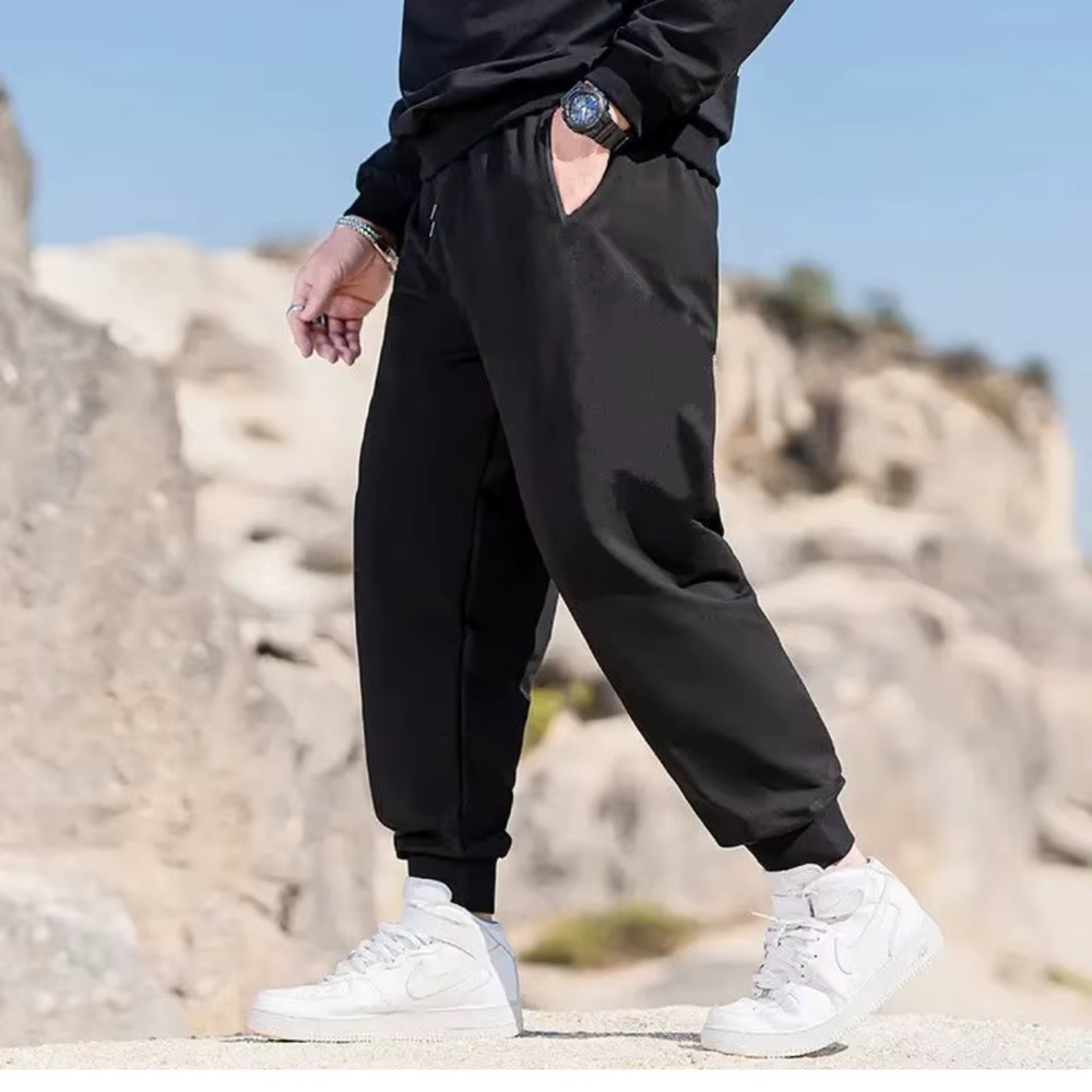 DSG Men's Black polyester jogger Pants inside‎ drawstring elastic waist Sz XL